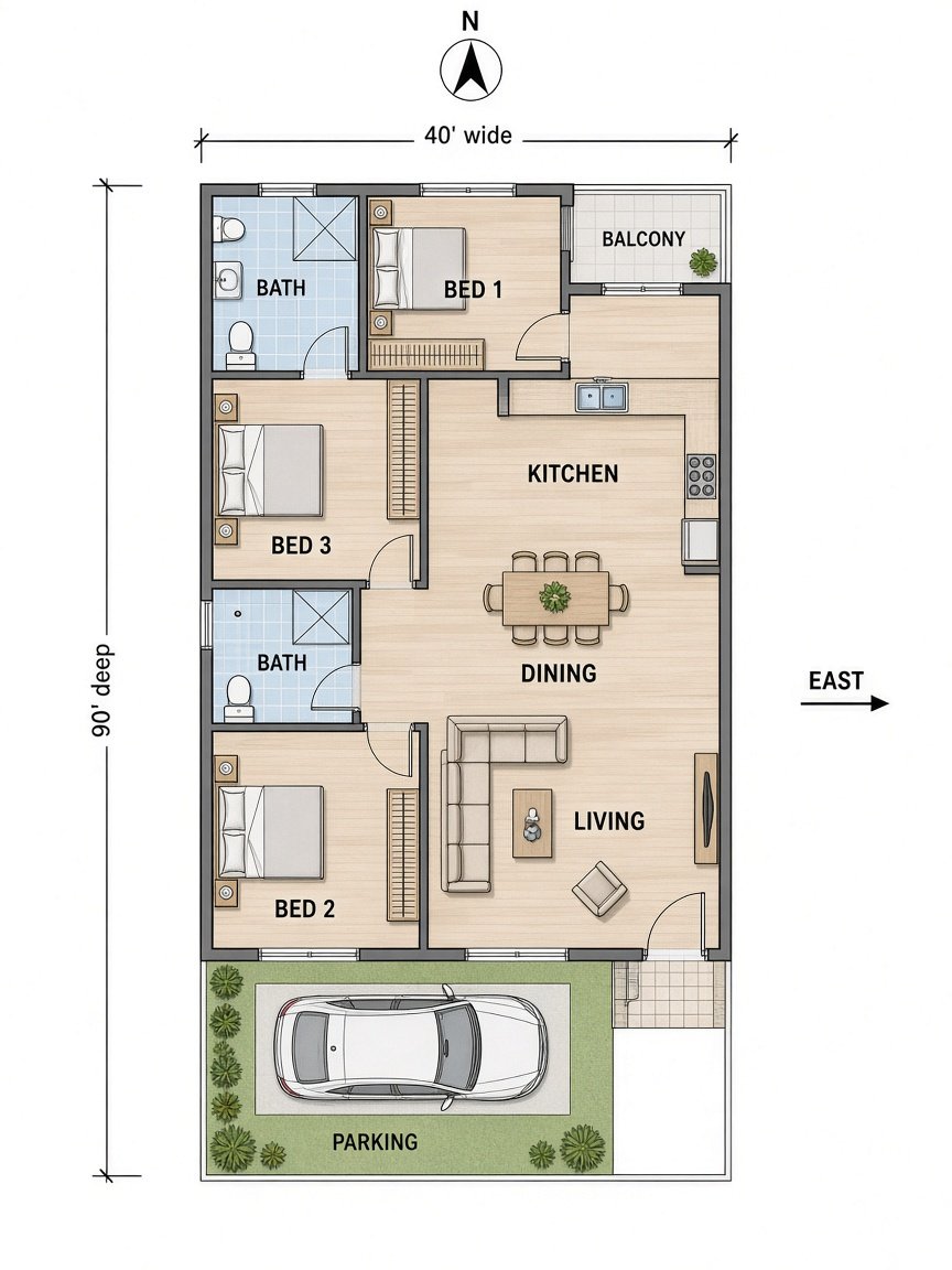 40 by 90 east floor plan