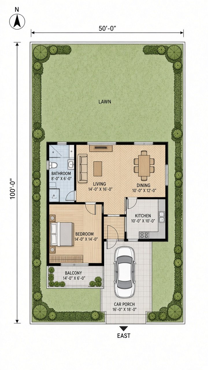 50 by 100 east floor plan